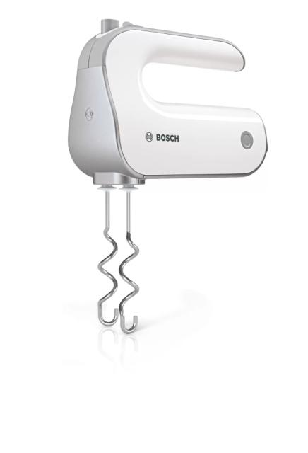 Миксер Bosch MFQ4080, Hand mixer, Styline, 500 W, 5 speeds plus turbo function, Blender and chopper included, FineCreamer, White-silver