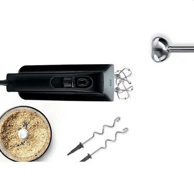 Миксер Bosch MFQ4980B, Hand mixer, 850 W, 5 speeds plus turbo function, Stainless steel dough hooks, FineCreamer, mini chopper included, Black