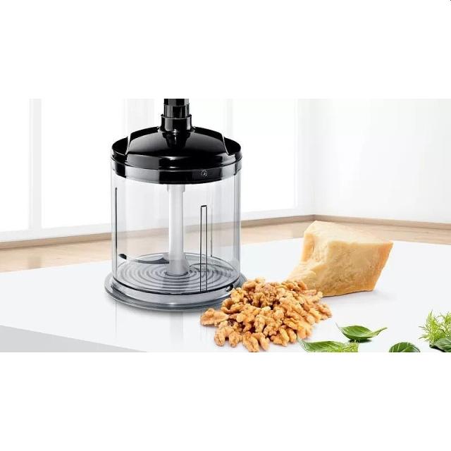 Миксер Bosch MFQ4980B, Hand mixer, 850 W, 5 speeds plus turbo function, Stainless steel dough hooks, FineCreamer, mini chopper included, Black