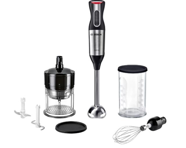 Пасатор Bosch MS6CM6166, Blender, ErgoMixx, 1000 W, 12 speed settings plus turbo function, mixing jug with scale and lid, Stainless steel whisk, VarioChopper, Transparent mixing/measuring cup, Stainless steel
