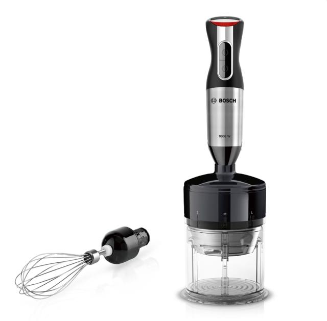 Пасатор Bosch MS6CM6166, Blender, ErgoMixx, 1000 W, 12 speed settings plus turbo function, mixing jug with scale and lid, Stainless steel whisk, VarioChopper, Transparent mixing/measuring cup, Stainless steel