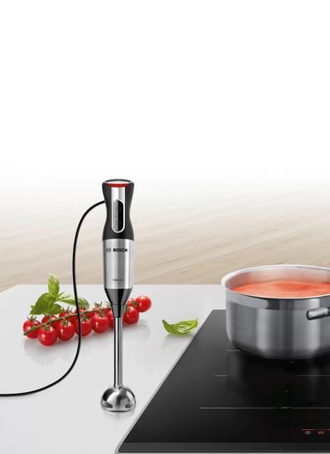 Пасатор Bosch MS6CM6166, Blender, ErgoMixx, 1000 W, 12 speed settings plus turbo function, mixing jug with scale and lid, Stainless steel whisk, VarioChopper, Transparent mixing/measuring cup, Stainless steel