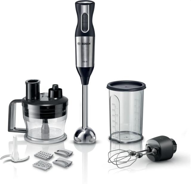 Пасатор Bosch MS6CM6197, Blender, ErgoMixx, 1000 W, 12 speed settings plus turbo function, Food processor, Double whisk, mixing jug with scale and lid, Stainless steel