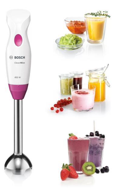 Пасатор Bosch MSM2410PW, Blender, CleverMixx, 400 W, White-pink