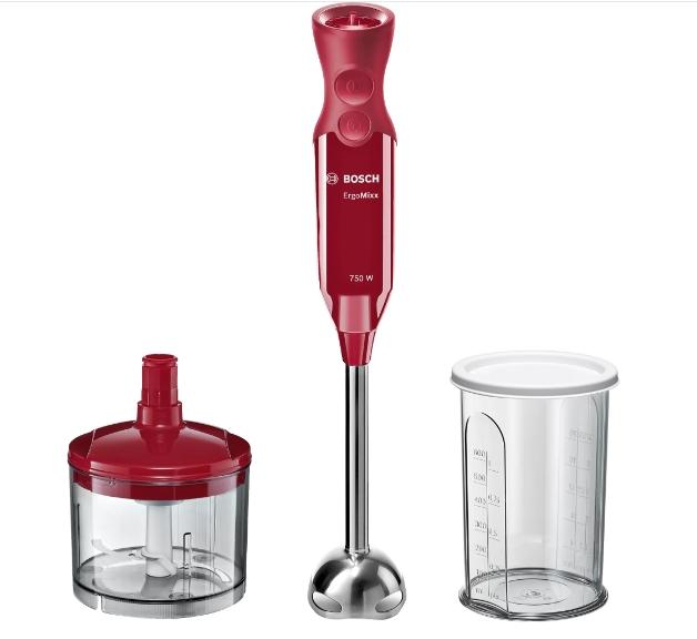 Пасатор Bosch MSM67120R, Blender, ErgoMixx, 750 W, 12 speed settings plus turbo function, Chopper, mixing jug with scale and lid, Red