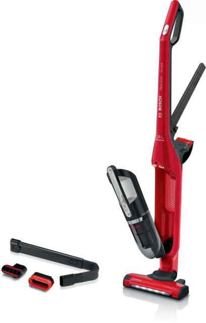 Прахосмукачка Bosch BBH3ZOO28, Cordless Handstick Vacuum cleaner 2 in 1 Flexxo Gen2 ProAnimal, Serie 4, 28V, 82 dB(A), ProAnimal brush with LEDs, built-in accessories, Red