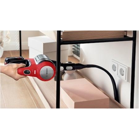 Прахосмукачка Bosch BBS711ANM, Cordless Handstick Vacuum Cleaner, Unlimited 7 ProAnimal, TurboSpin motor, 82 dB(A), 3.0 Ah battery, 18.0V, AllFloor ProAnimal Brush with LED, Red