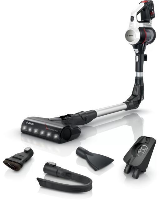 Прахосмукачка Bosch BBS711W, Cordless Handstick Vacuum Cleaner, Unlimited 7, TurboSpin motor, 82 dB(A), 3.0 Ah battery, 18.0V, AllFloor DynamicPower Brush with LED, White