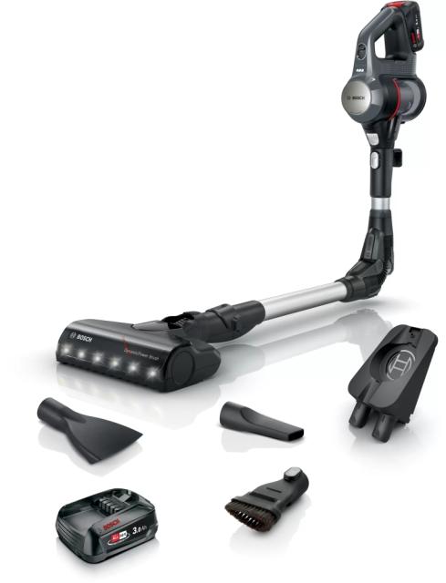 Прахосмукачка Bosch BBS712A, Cordless Handstick Vacuum Cleaner, Unlimited 7, TurboSpin motor, 82 dB(A), 3.0 Ah battery, 18.0V, AllFloor DynamicPower Brush with LED, Grey