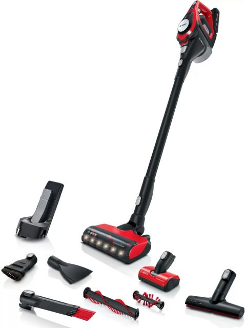 Прахосмукачка Bosch BCS8214ANM, Cordless Handstick Vacuum Cleaner, Unlimited Gen2 ProAnimal, Series 8, TurboSpin motor, 78 dB(A), 4.0 Ah battery, 18.0V, ProAnimal brush with LED & mini power brush, Red