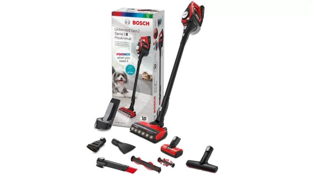 Прахосмукачка Bosch BCS8214ANM, Cordless Handstick Vacuum Cleaner, Unlimited Gen2 ProAnimal, Series 8, TurboSpin motor, 78 dB(A), 4.0 Ah battery, 18.0V, ProAnimal brush with LED & mini power brush, Red