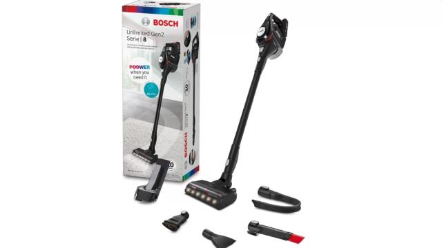 Прахосмукачка Bosch BCS82MAT14, Cordless Handstick Vacuum Cleaner, Unlimited Gen2, Series 8, TurboSpin motor, 78 dB(A), 4.0 Ah battery, 18.0V, AllFloor HighPower brush with LED, Black