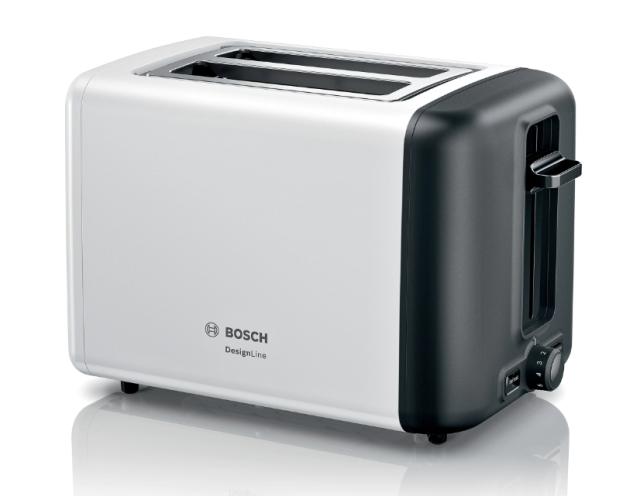 Тостер Bosch TAT3P421, Compact toaster, DesignLine, 820-970 W, Auto power off, Defrost and warm setting, Lifting high, White