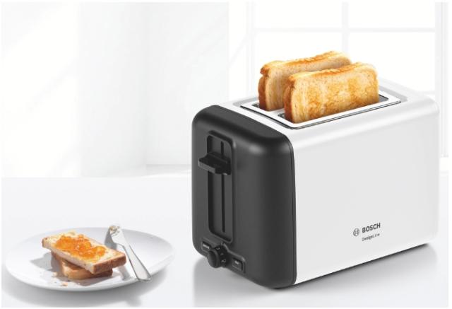 Тостер Bosch TAT3P421, Compact toaster, DesignLine, 820-970 W, Auto power off, Defrost and warm setting, Lifting high, White