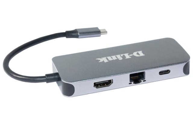 USB хъб D-Link 6-in-1 USB-C Hub with HDMI/Gigabit Ethernet/Power Delivery