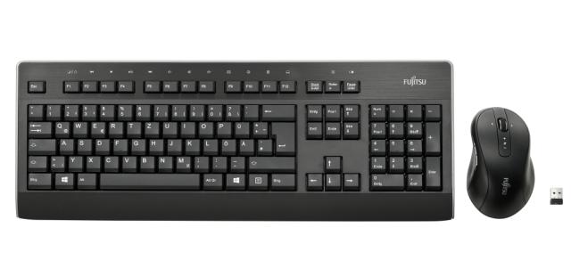 Комплект клавиатура и мишка Fujitsu Wireless KB and Mouse Set LX960, оптична (2000 dpi), USB, черни 