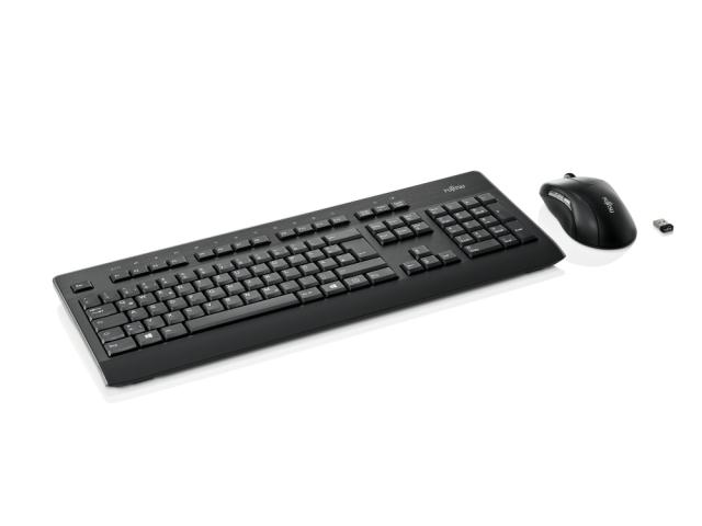 Комплект клавиатура и мишка Fujitsu Wireless KB and Mouse Set LX960, оптична (2000 dpi), USB, черни 