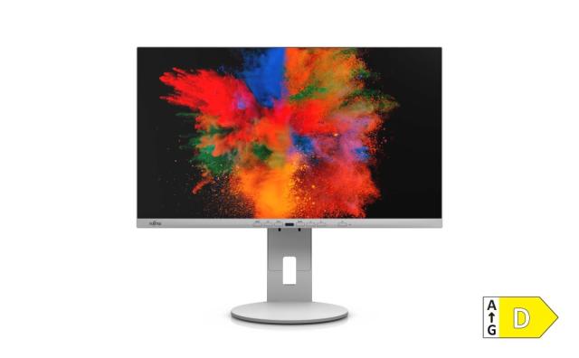 Монитор Fujitsu DISPLAY P2410 WE Wide 24",LED, PL, IPS, 5ms, 1000:1, 300cd/m2, 1920x1200 16:10, DP Out(Daisy Chain), DP1.2, 1xHDMI1.4, 4xUSB, USB-C, LAN, 6-in-1 stand, Sp.2x2W, Heig adj.150mm,Rot.90°,Tilt, Sw.angle 345°, Marble grey+Fujitsu Wireless 