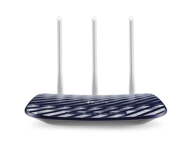 Рутер TP-Link Archer C20 AC750, Wireless AC, 750Mbps, 2.4GHz (300 Mbps), 5GHz (433 Mbps), LAN 4 x 100, WAN 1 x 100, 3x външни антени