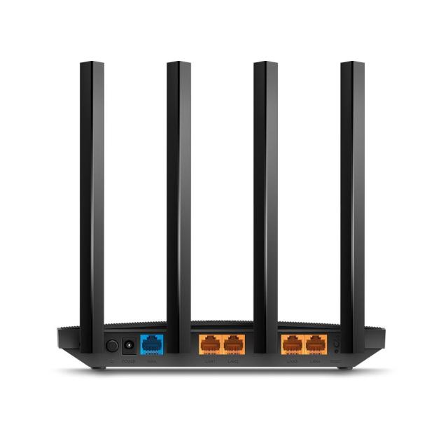 Рутер TP-Link Archer C6 MU-MIMO, 1200Mbps, 2.4GHz (300Mbps), 5GHz (867Mbps), Wireless AC, LAN 4 x 1000, WAN 1 x 1000, 4x външни антени