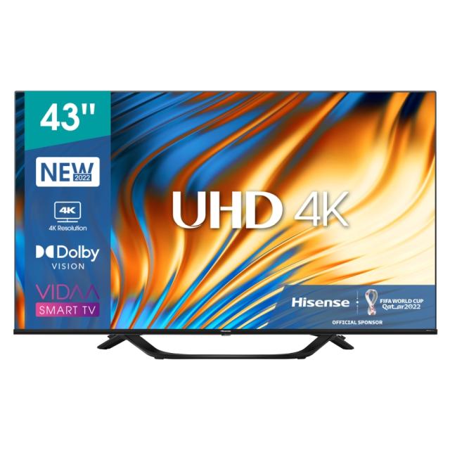 Телевизор Hisense 43" A63H, 4K Ultra HD 3840x2160, DLED, HDR 10+, HLG, Dolby Vision, Dolby Vision, DTS Virtual X, Smart TV, WiFi 5GHz, WiFi Direct, BT, Anyview Cast, 3xHDMI, 2xUSB, LAN, CI+, DVB-T2/C/S2, Black