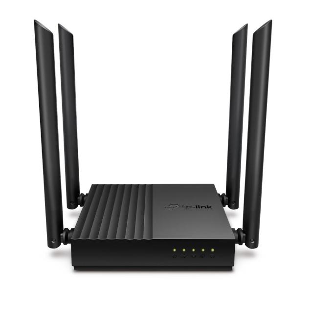 Рутер TP-Link Archer C64, MU-MIMO AC1200, Dual-Band WiFi 5, 2.4GHz (400 Mbps) / 5GHz (867 Mbps), 4 x LAN 10/100/1000bps, 1 x WAN 10/100/1000bps, 4 външни антени