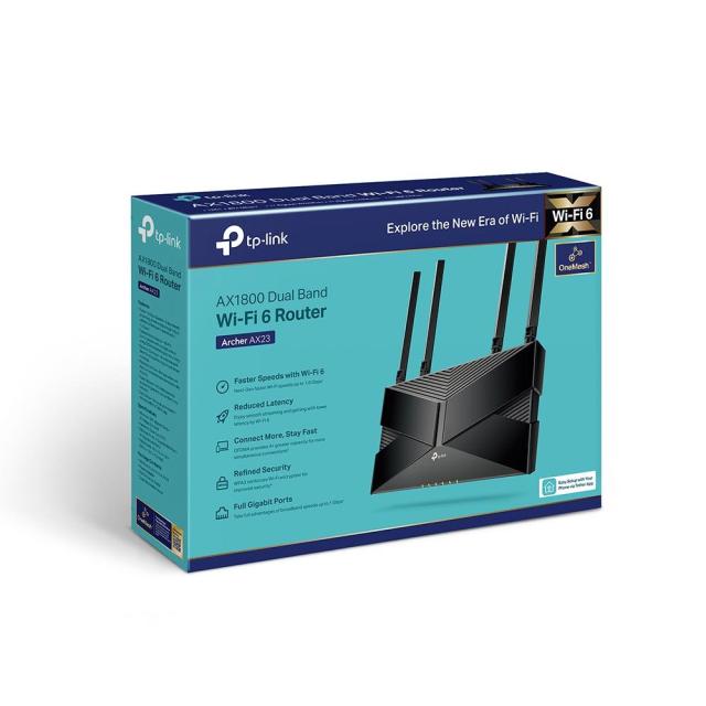 Рутер TP-Link Archer AX23 AX1800, 1800Mbps, 2.4GHz 574Mbps/5GHz 1201Mbps, Wireless AX, LAN 4 x 10/100/1000Mbps, WAN 1x 10/100/1000Mbps 