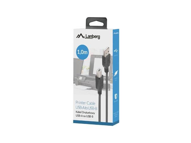 Кабел Lanberg Cable USB-A(M)->USB-B(M) 2.0 Ferrite 1M Box Black