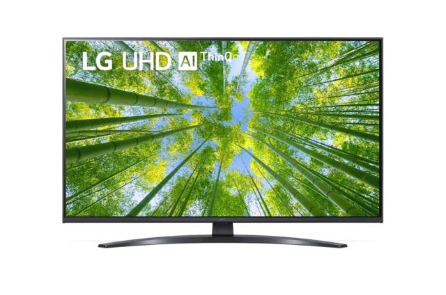Телевизор LG 43UQ81003LB, 43" 4K IPS UltraHD TV 3840 x 2160, DVB-T2/C/S2, webOS Smart TV, ThinQ AI, Quad Core Processor 4K, WiFi 802.11ac, HDR10, HLG, ALLM / HGiG,  AI Sound, Voice Controll, Wi-Di, Miracast / AirPlay 2,  HDMI, CI, LAN, USB, Bluetooth