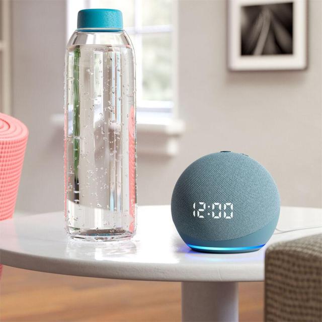 Смарт тонколона Amazon Echo Dot 4 Clock, 3W, микрофон, Wi-Fi, Bluetooth, AUX, гласов асистент, часовник, син