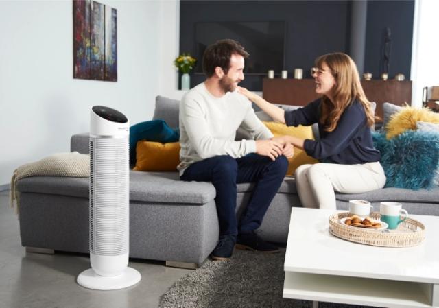 Вентилаторна печка Rowenta HQ8110F0, 2400W, 2-in-1 Tower technology Fan + Classic Heater, 40db(A), Electronic thermostat with touch screen, Air Filtration Technology, Remote Control