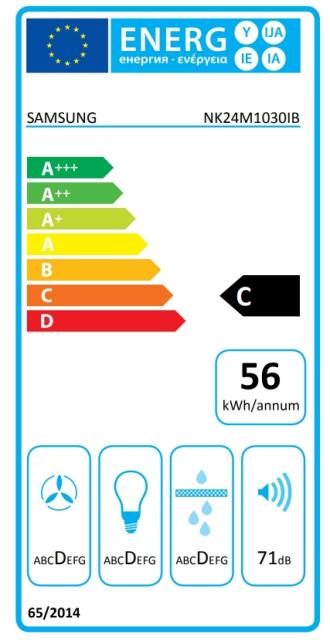 Аспиратор Samsung NK24M1030IB/UR, Hood with washable aluminum filter,  60cm, Energy Efficiency Class C, Number of Motors - 1, Noise Level - 71 dBA, Type of controls - Push button, Black