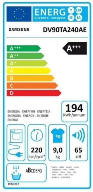 Сушилня Samsung DV90TA240AE/LE, Tumble Dryer with Heat Pump technology, 9kg, A+++, Wrinkle prevention, OptimalDry, Quick Dry, Smart Check, White