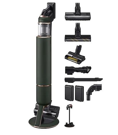 Прахосмукачка Samsung VS20A95943N/GE, Wireless vacuum cleaner with All-in-one Clean Station, Bespoke Complete Extra, Suction power 210W, Dual Brush, Slim Brush, Pet Brush, Black chrome/Forest green