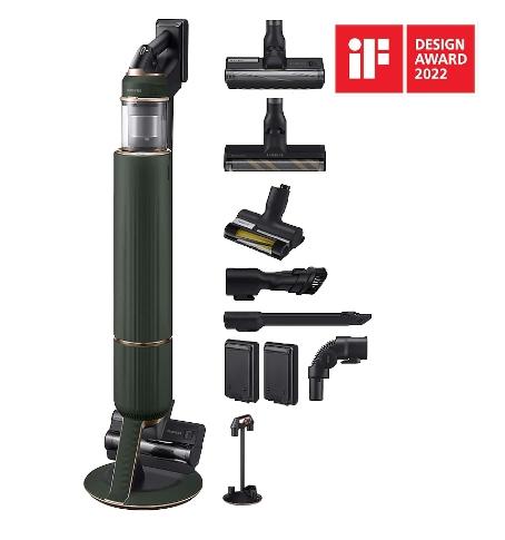 Прахосмукачка Samsung VS20A95943N/GE, Wireless vacuum cleaner with All-in-one Clean Station, Bespoke Complete Extra, Suction power 210W, Dual Brush, Slim Brush, Pet Brush, Black chrome/Forest green