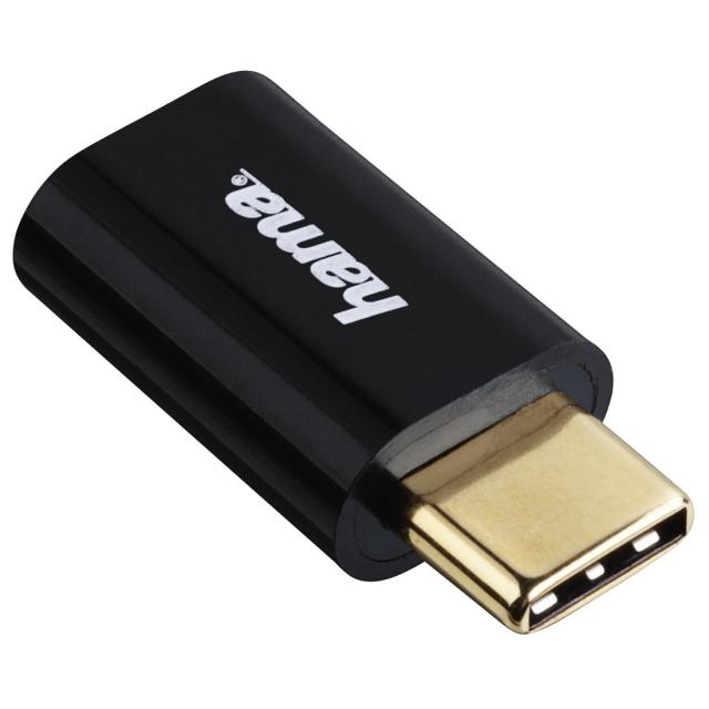 Адаптер HAMA, Micro USB женско - USB-C мъжко, 480 Mbit/s,Черен