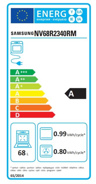 Фурна Samsung NV68R2340RM/OL, Double fan electric oven, 68 l, Catalytic cleaning, Class A, LED display, Black stainless steel