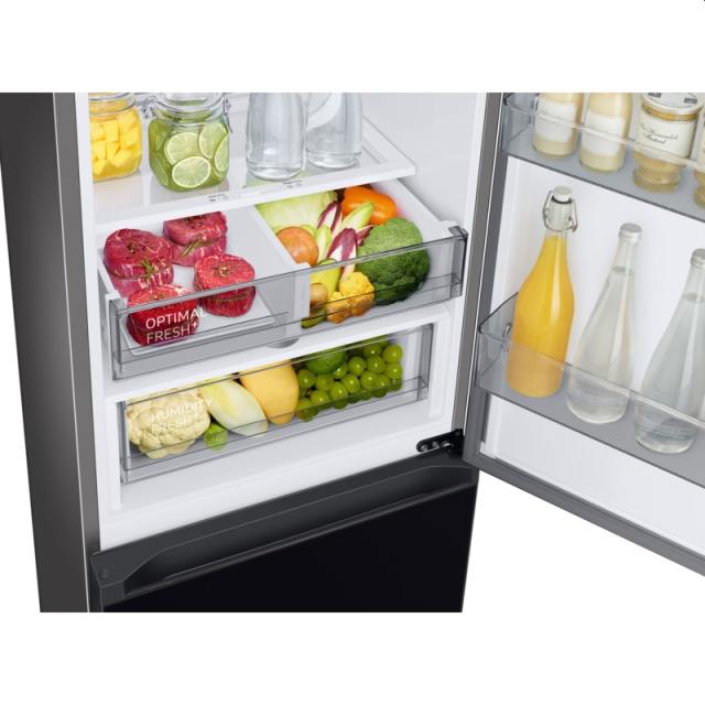 Хладилник Samsung RB34A7B5E22/EF, BMF with SpaceMax technology, Fridge Freezer, Total 344 l, refrigerator 230 l, freezer 114 l, Energy Efficiency E, All-Around Cooling, No frost, 35 dB, 185.3/59.5/65.8, Pure black