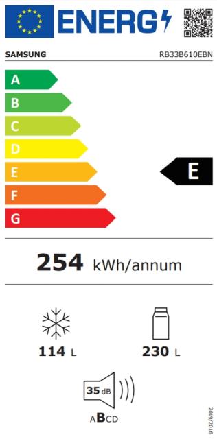 Хладилник Samsung RB33B610EBN/EF, Refrigerator, Fridge Freezer,344L (230l/114l), Energy Efficiency E, SpaceMax, No Frost, All-Around Cooling, DIT, Black