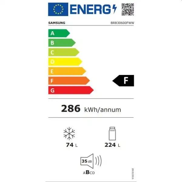 Хладилник Samsung BRB30600FWW, Refrigerator integrated, Fridge Freezer, 298l, No Frost, Twin Cooling Plus, Energy Efficiency F, H 193.5 cm