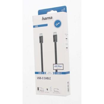 Кабел HAMA USB-C мъжко - USB-C мъжко, 1.5 м, черен,480Mb/s