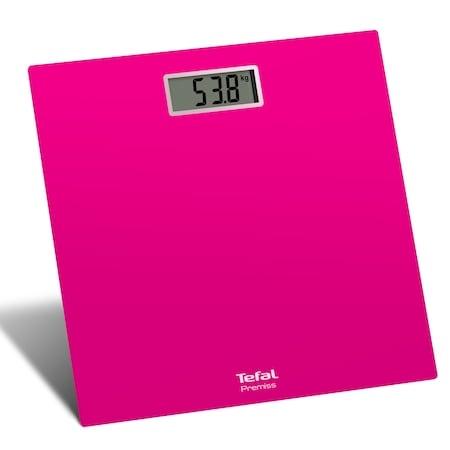 Везна Tefal PP1403V0, Premiss Pink, glass platform (30x30x2cm), 150kg /100 g, display (65x28mm), 1 battery CR 2032