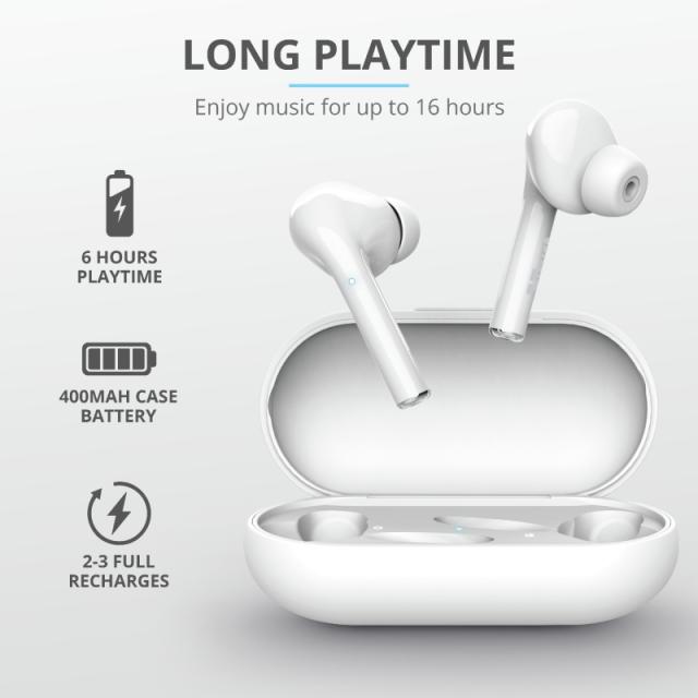 Слушалки TRUST Nika Touch Bluetooth Earphones White