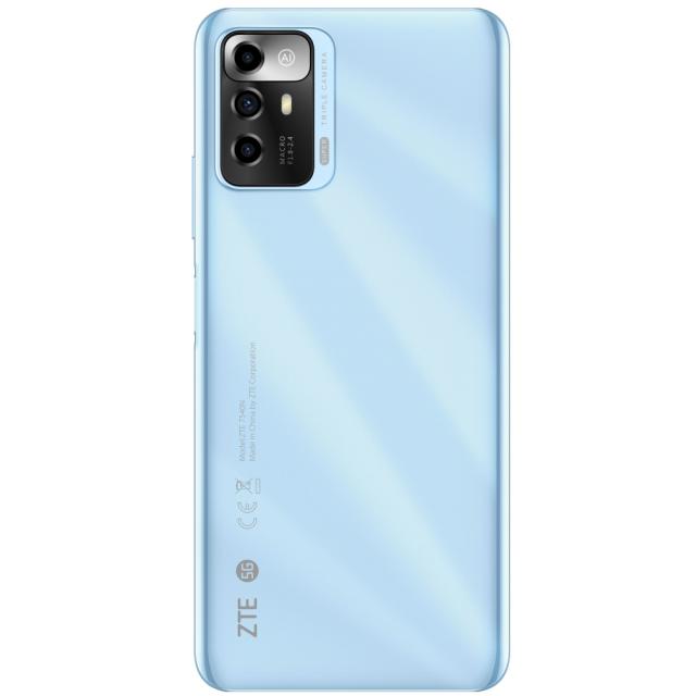 Мобилен телефон ZTE A72 5G, Blue, 6.52", IPS 90Hz, HD+ 1600x720, 4GB+64GB, MediaTek Dimensity 700  Octa Core up to 2.2Ghz, Camera 13MP+2MP+2MP/5MP, WiFi 802.11 AC, BT 5.1, FPT, Fast charge 10W, 4000 mAh, USB-C Type-C, 3.5 mm earjack, Dual Sim/Mirco S