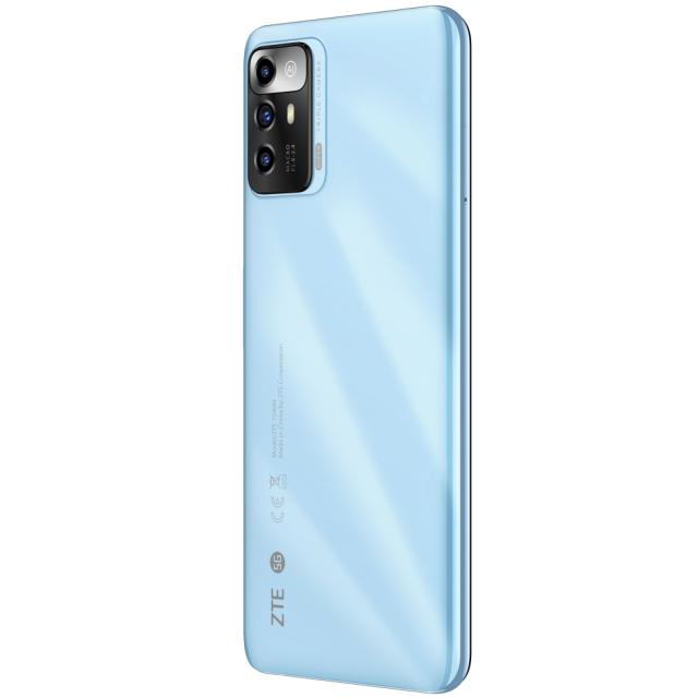 Мобилен телефон ZTE A72 5G, Blue, 6.52", IPS 90Hz, HD+ 1600x720, 4GB+64GB, MediaTek Dimensity 700  Octa Core up to 2.2Ghz, Camera 13MP+2MP+2MP/5MP, WiFi 802.11 AC, BT 5.1, FPT, Fast charge 10W, 4000 mAh, USB-C Type-C, 3.5 mm earjack, Dual Sim/Mirco S