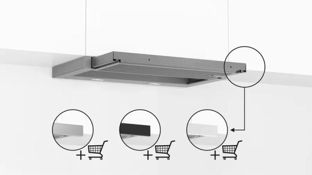 Аспиратор Bosch DFL064A52, Telescopic Aspirator, 60 cm, class A, 405m3, 62dB, LED, Silver metallic - an additional decorative strip is required