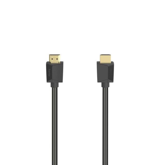 Кабел HAMA High-Speed, HDMI (м) към HDMI (м), 4K, 18GB/s, Ethernet, 5 m, Позл. конектори, Черен