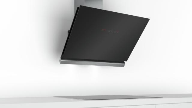 Аспиратор Bosch DWK98PR60, Inclined hood 90cm A+, black glass, PerfectAir sensor, max 840 m3/h, 54 dB, Cooktop control ,HC
