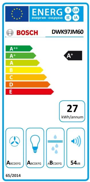 Аспиратор Bosch DWK97JM60, Inclined hood 90cm A+, black glass, max 730 m3/h, 54 dB