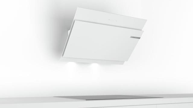 Аспиратор Bosch DWK97JM20, Inclined hood 90cm A+, white glass, max 730 m3/h, 54 dB